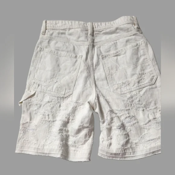 Nwot Textured Rip Cargo Style White Shorts - Picture 4 of 8